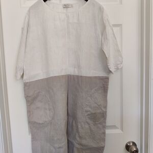 Elegant Linen Jumpsuit in Cream and Tan